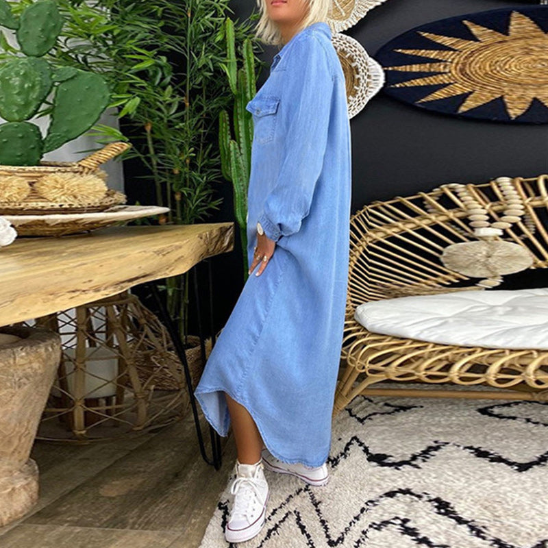 Dorota – Langärmliges Jeans Kleid