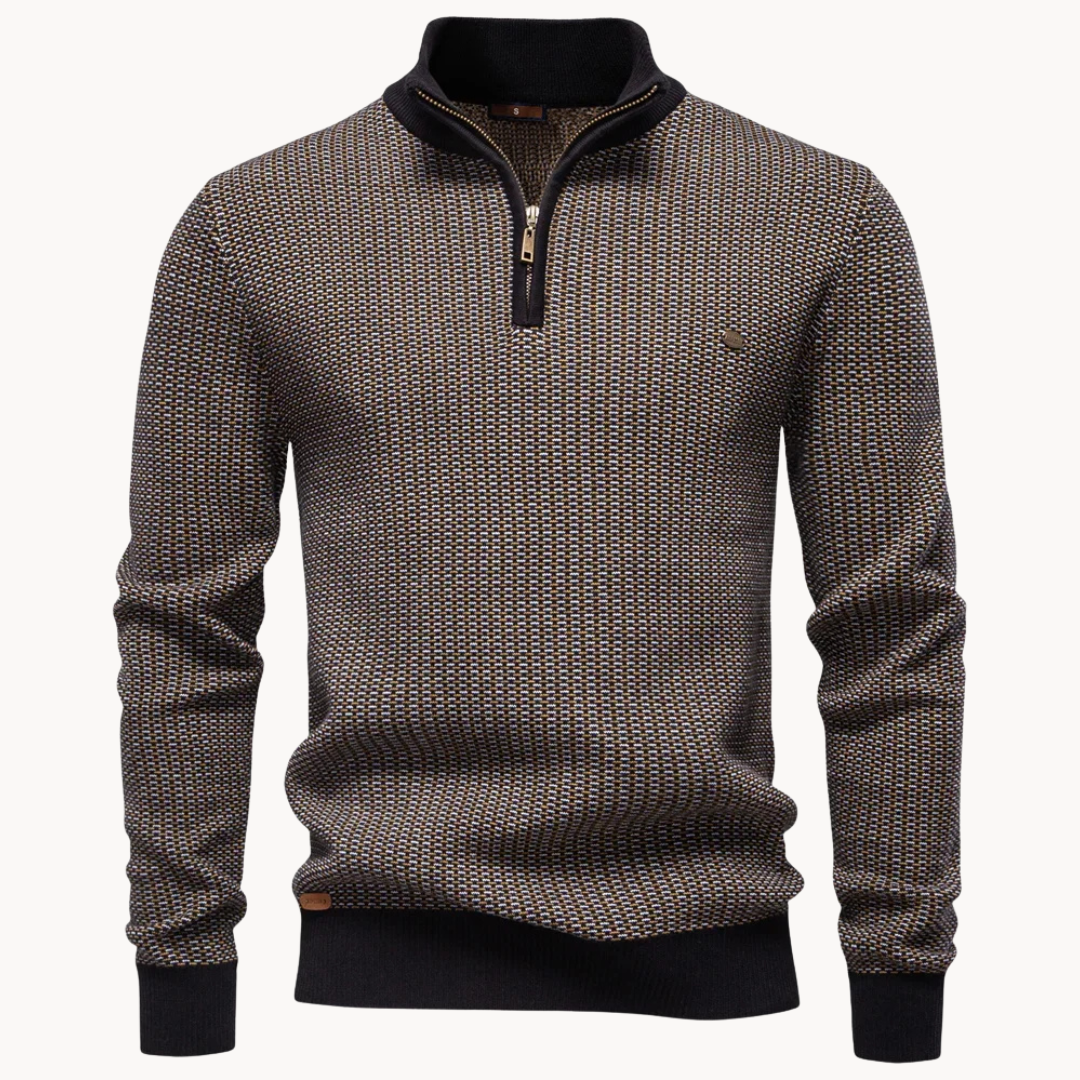 Limman – Pullover Aus Jacquard-Strick Mit Halbem Reißverschluss
