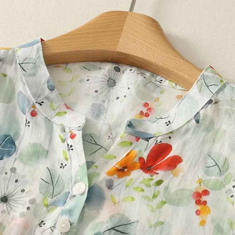 Rusina - Elegante Leinenbluse Mit Knopfleiste