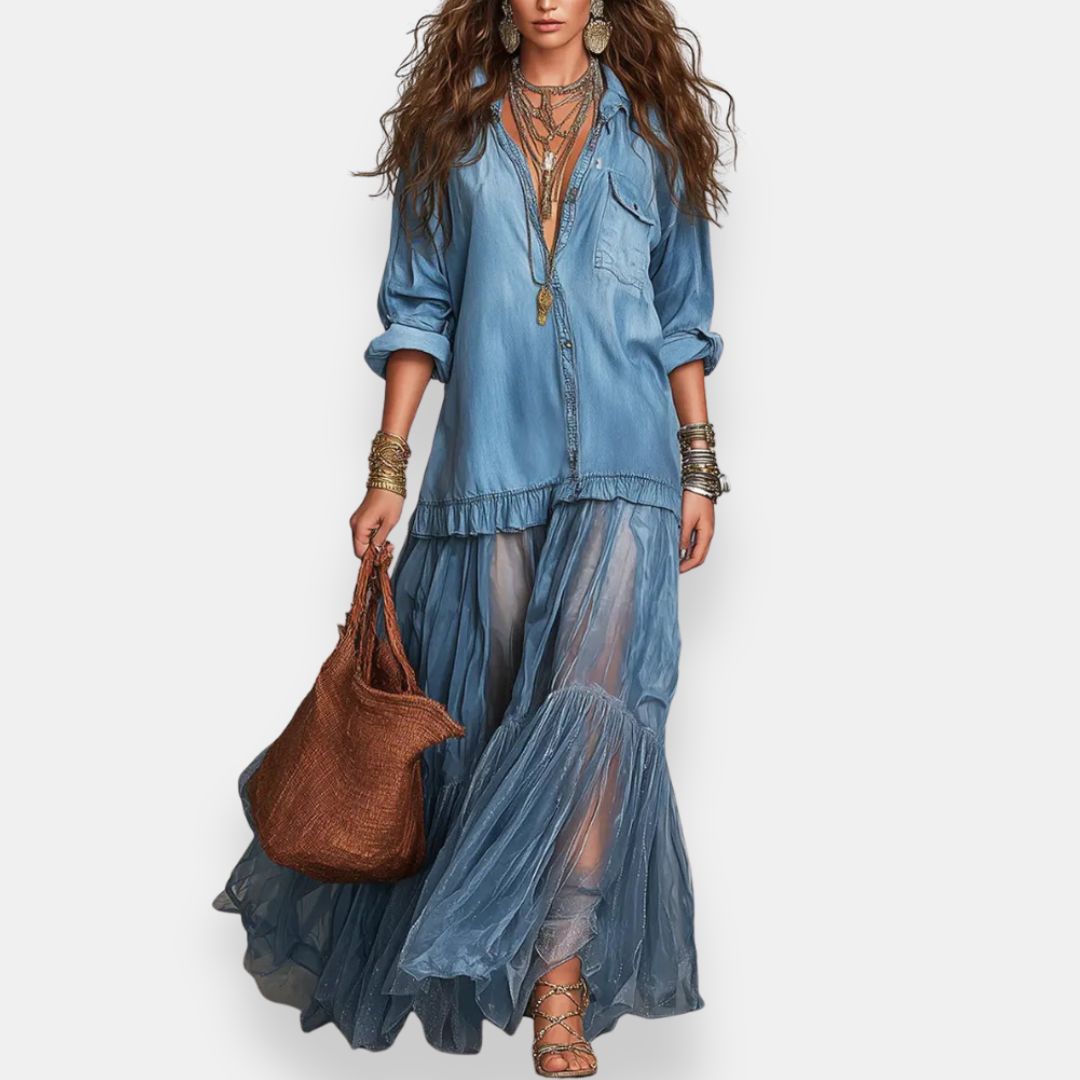 Zaynab - Maxikleid im Boho Stil Mit Rüschen