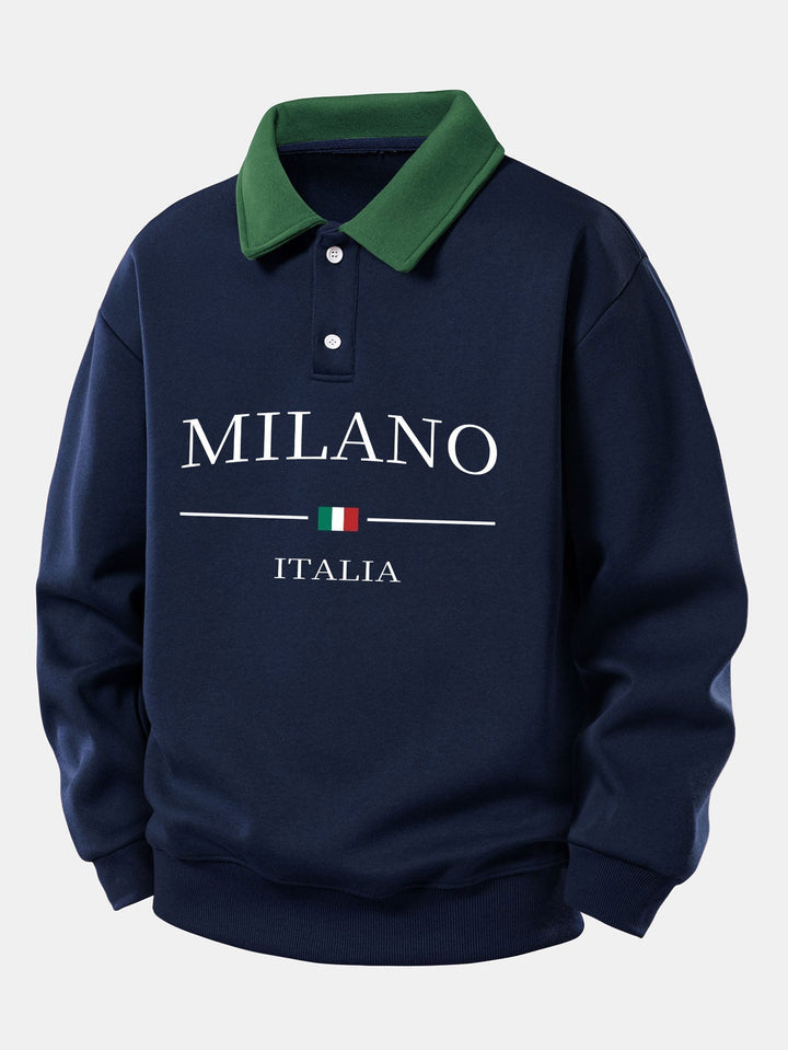 Gideon – Milano Drucken Kontrast Polo-Sweatshirt