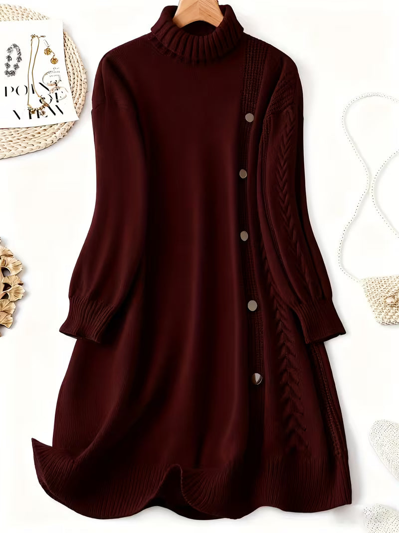Malkina – Bequemes Langarm-Strickkleid