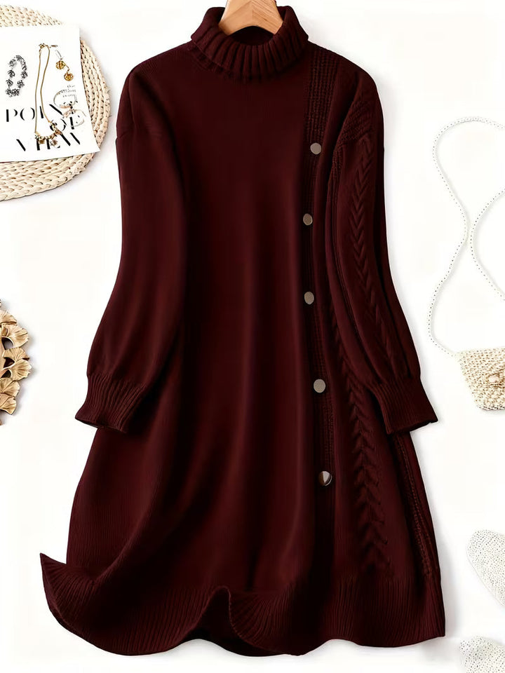Malkina – Bequemes Langarm-Strickkleid