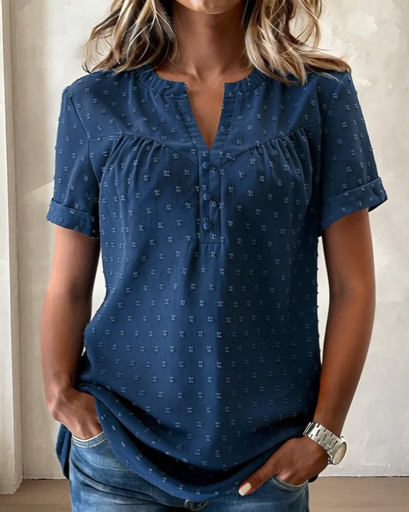 Seela - Kurzarm Bluse MIT V Ausschnitt