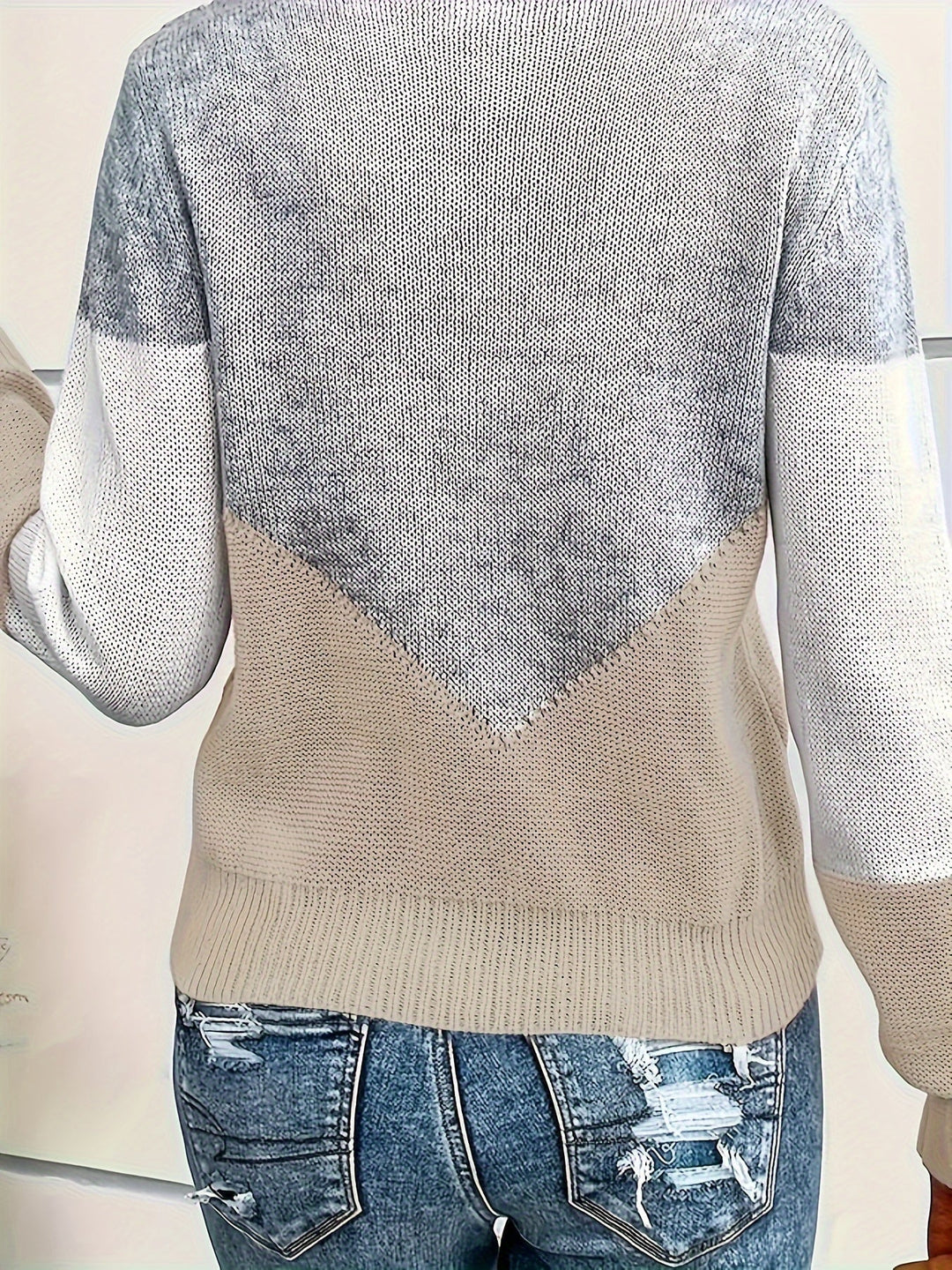 Arknelle - Lässiger Langarm Pullover Mit Kontrastdetails