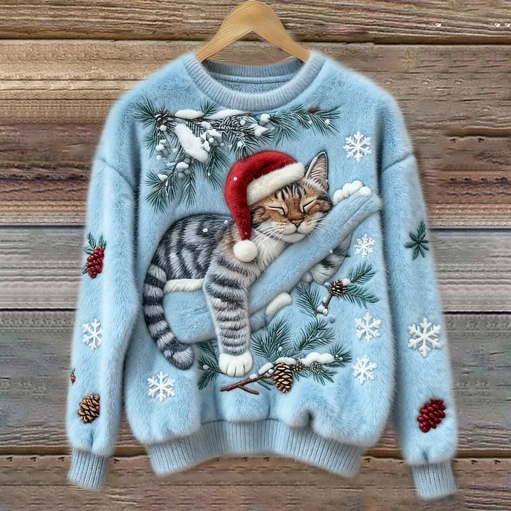 Elisabetta – Plüschpullover Mit Fauler Katze