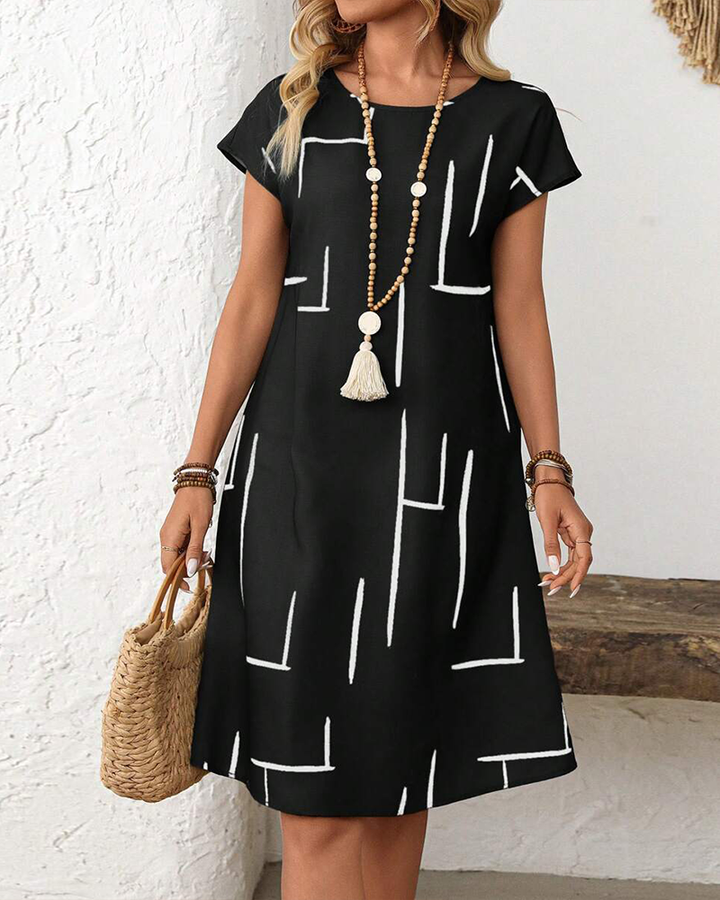 Ainee – Sommer Kleid Mit Rundhalsausschnitt Und Print