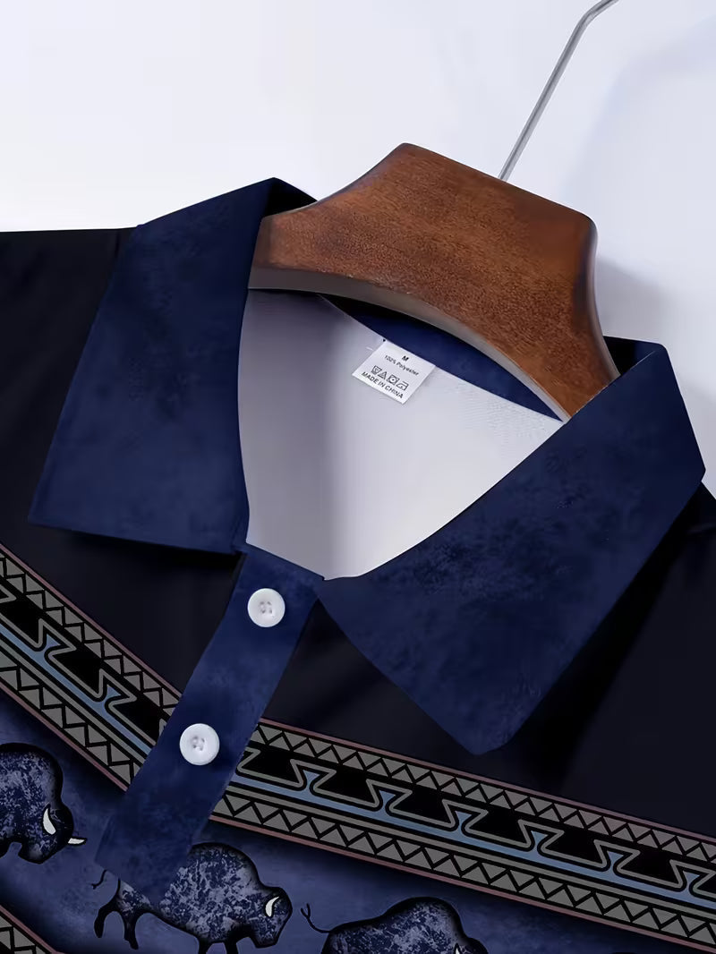 Tamas – Lässiges Vintage Polo Hemd Mit 3D-Druck