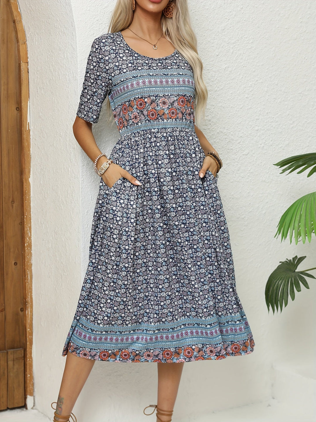 Jeeni – Kurzärmeliges Kleid Mit Blumenmuster
