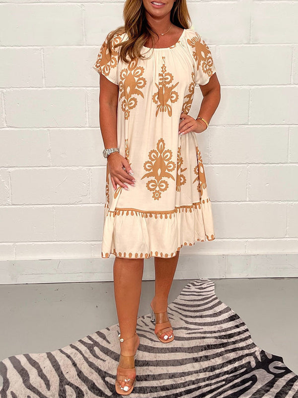 Ranee - Kleid Mit Geometrischem Muster Und Quadratischem Ausschnitt