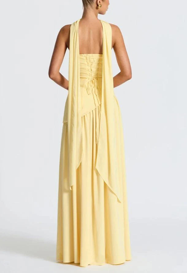 Madame - Trägerloses Langes Kleid Mit Schleife Und Schlitz