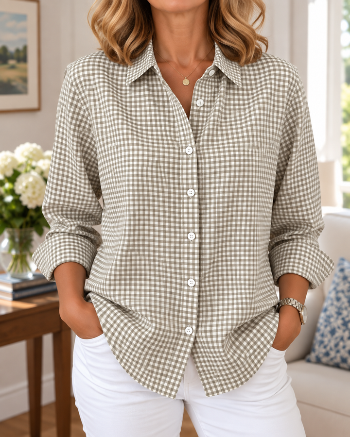 Colien – Langärmliges Gingham-Hemd mit Knöpfen