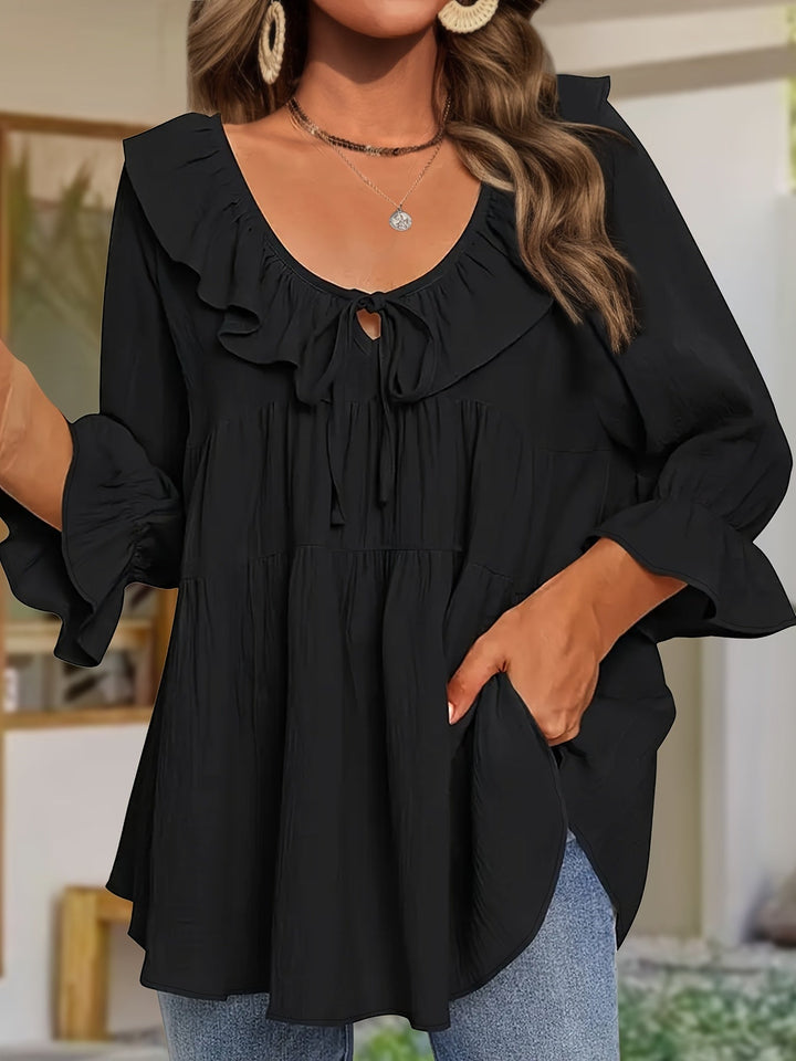 Garbine – Elegante Bluse Mit Rüschen Am Ausschnitt