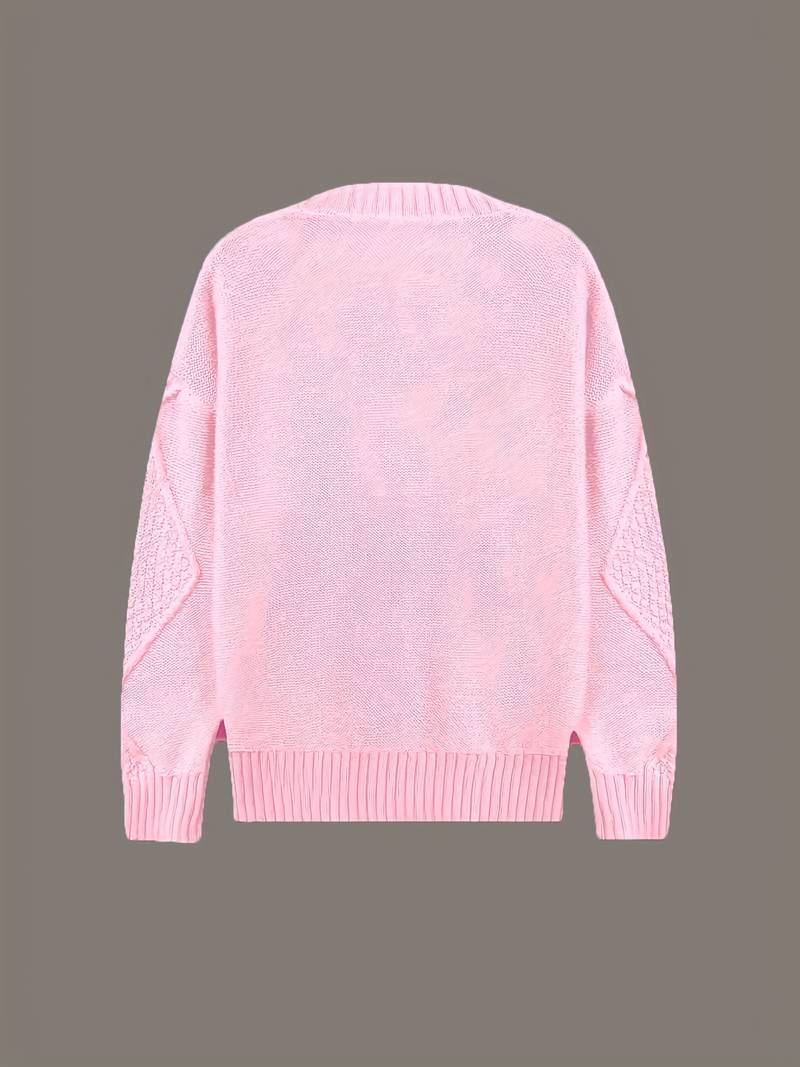 Tzvia - Lässiger Strick Pullover Mit V Ausschnitt