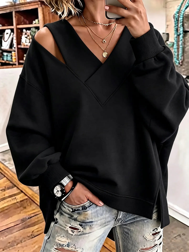 Kirstan – Schickes Oversize Sweatshirt Mit V-Ausschnitt Und Cut-out