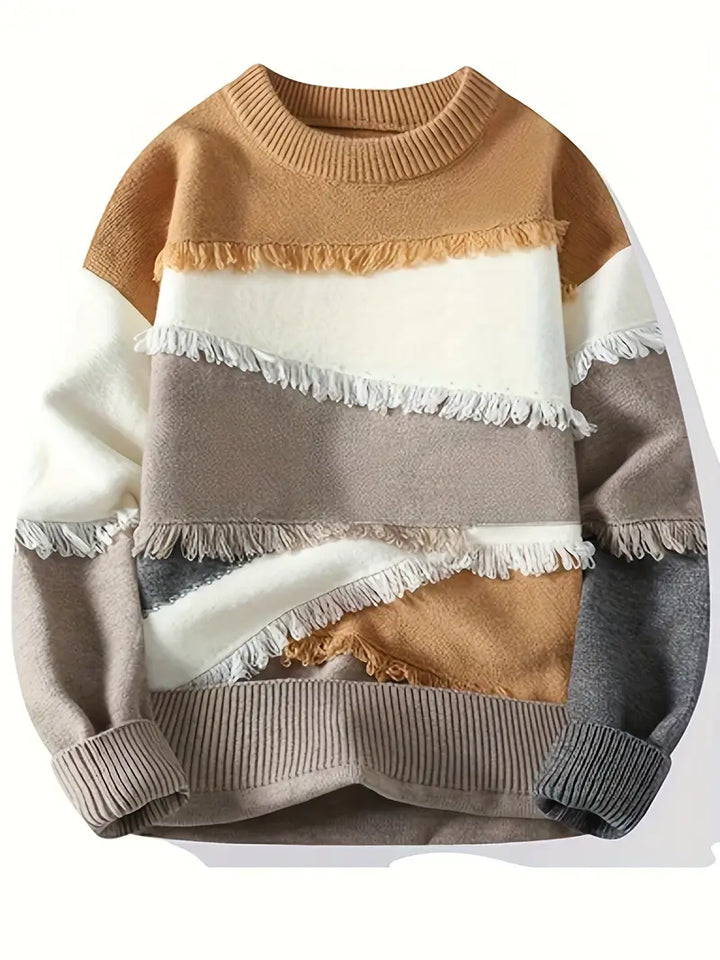 Derrick – Ausgefranster Strickpullover Mit Langen Ärmeln