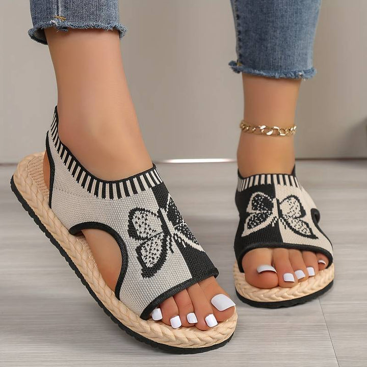 khulood - Bequeme Flache Sandalen Mit Schmetterlingsmuster