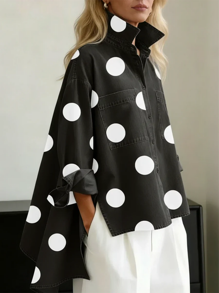 Ranulya - Elegantes Kunstvoll Bedrucktes Oberteil Mit Polka Dot Muster