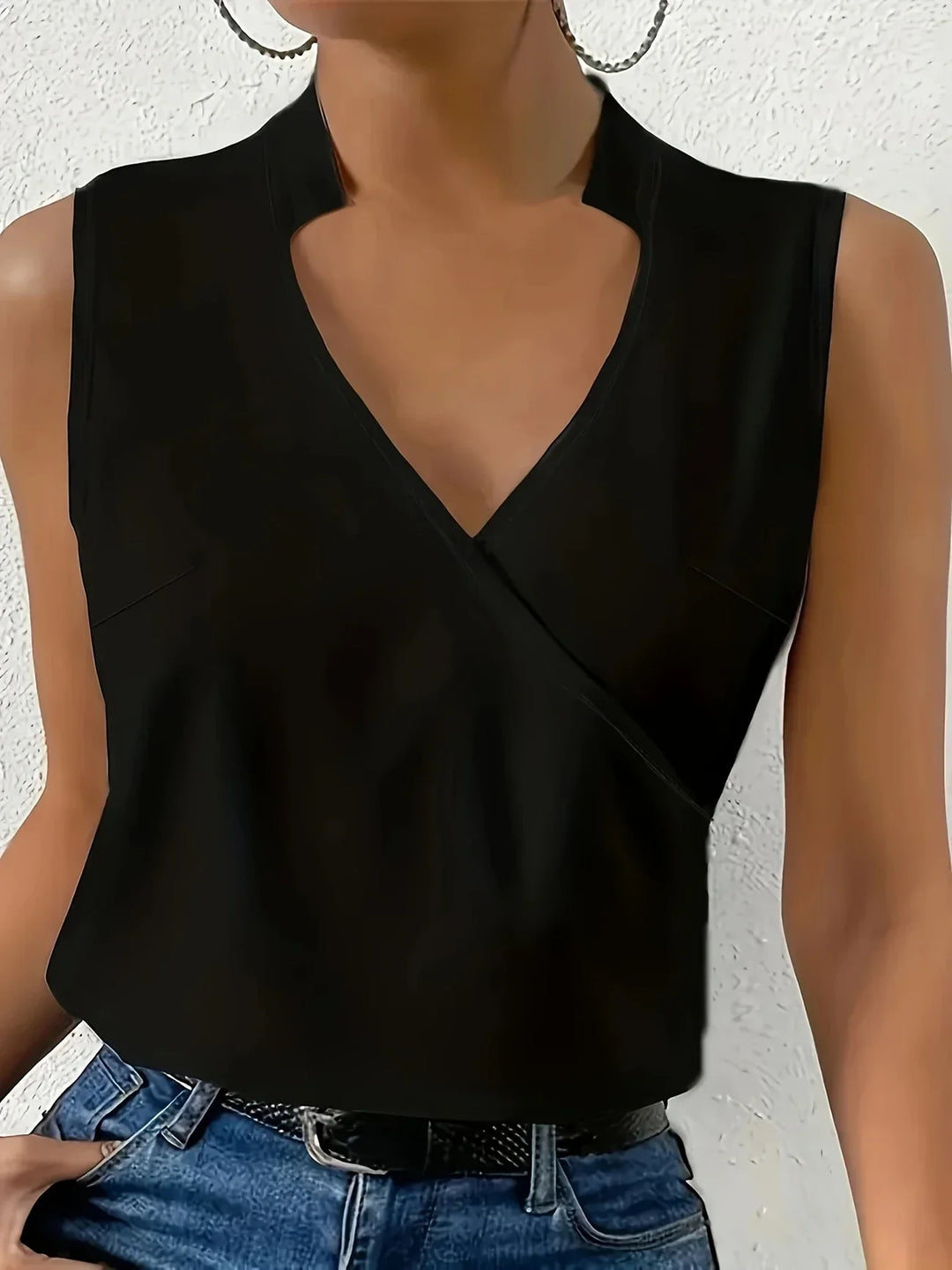 Cebulska – Elegante Ärmellos Surplice Bluse