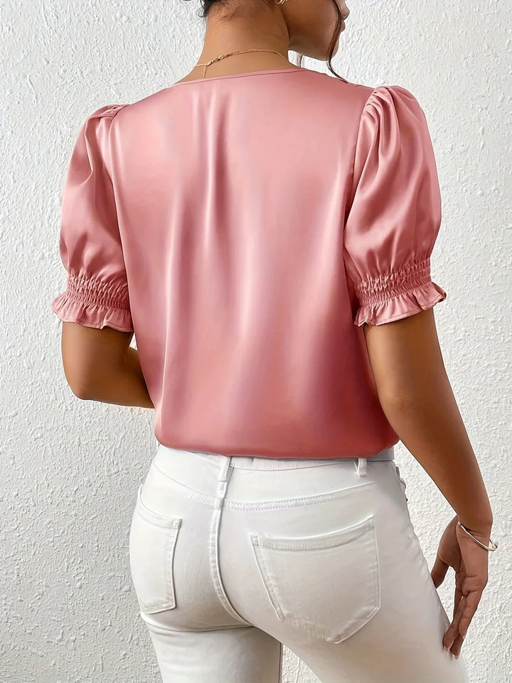 Abella – Elegante Bluse Mit V-Ausschnitt Und Puffärmeln