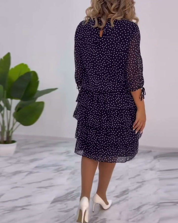 Eralyn – Polka Kleid Mit Stufenrock Und Gebundenen Ärmeln