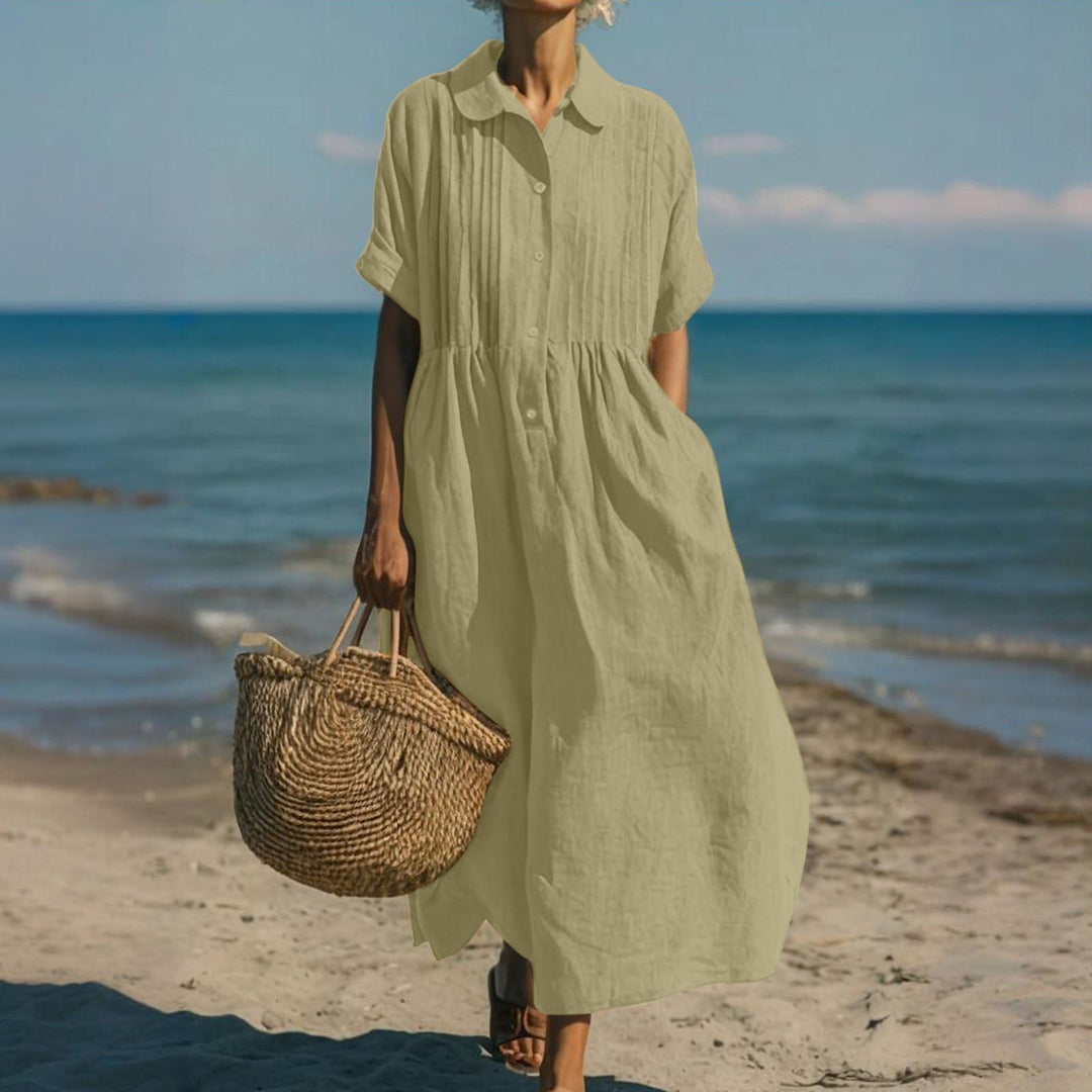 Janny – Elegantes Fließendes Baumwoll Shirtkleid