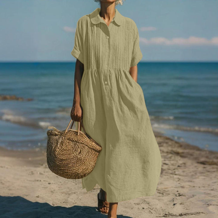 Janny – Elegantes Fließendes Baumwoll Shirtkleid