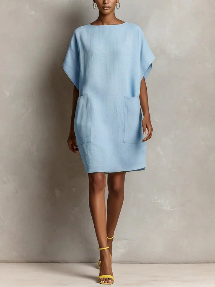 Hulina – Lässiges Leinen Kleid Mit Taschen