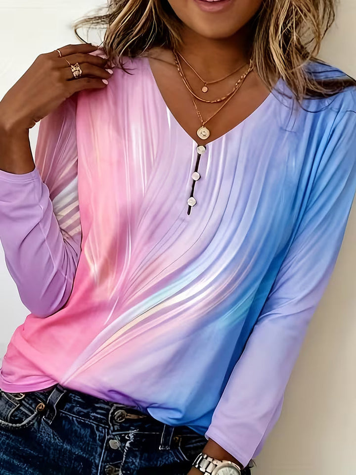 Filona – Top mit V-Ausschnitt und Tie-Dye-Farbverlauf