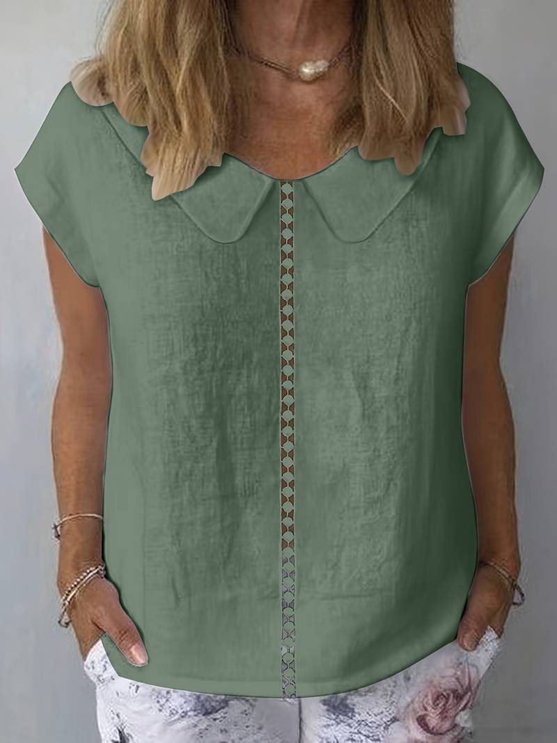 Krischelle - Kurzärmeliger Pullover Mit Spitzenbesatz am Revers