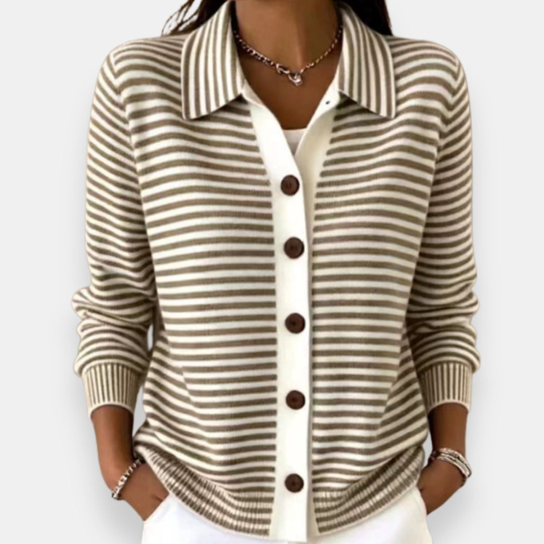 Kerana - Gestreifter Strickcardigan Mit Knöpfen