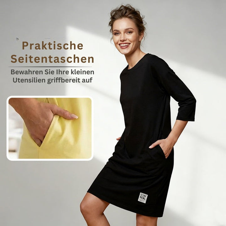 Sidsel – Elegantes T-Hemd-Kleid Mit Rundhalsausschnitt
