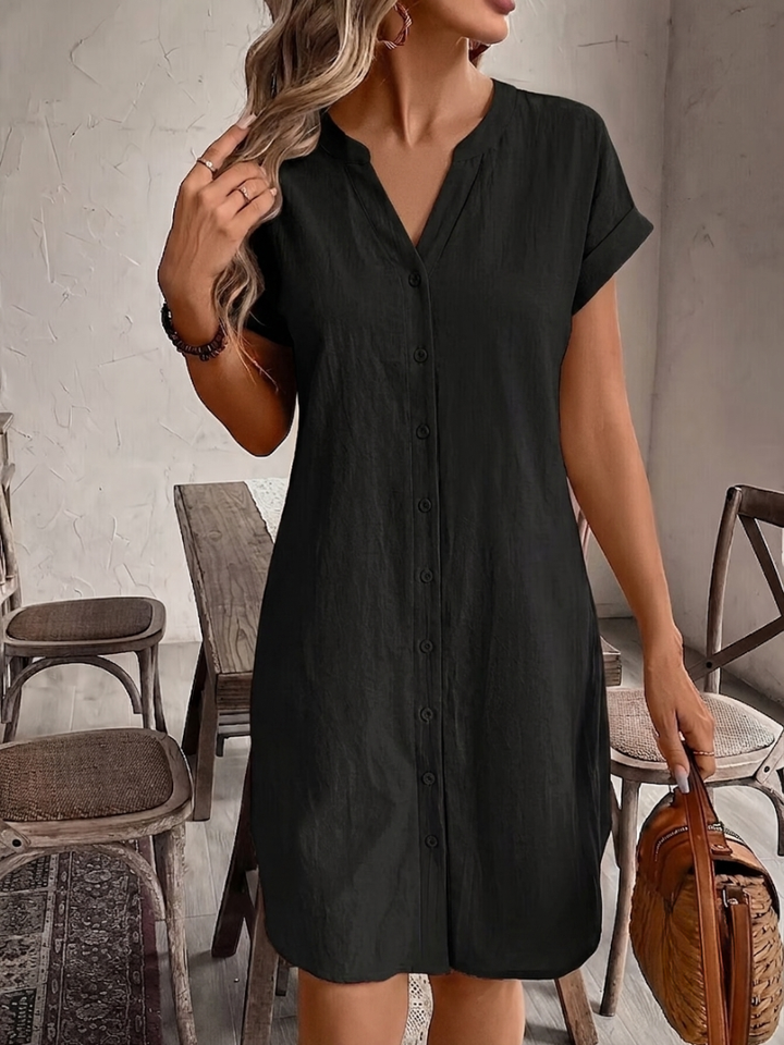 Khalela - Bequemes Leinen Blusen Kleid