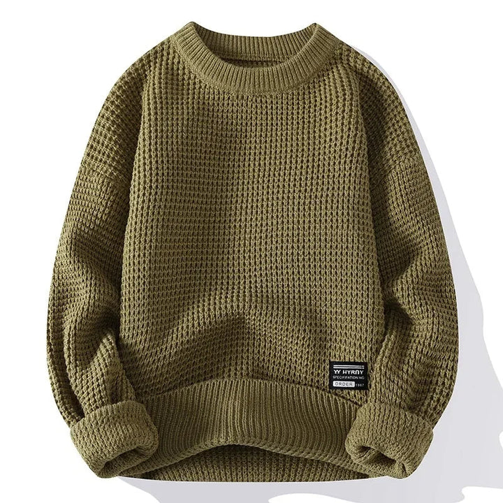 Henning – Waffelgestrickter Pullover Mit Langen Ärmeln
