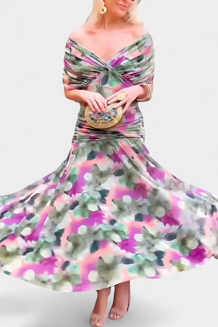 Rawan – Maxikleid Aus Chiffon Mit Schulterfreiem Ausschnitt