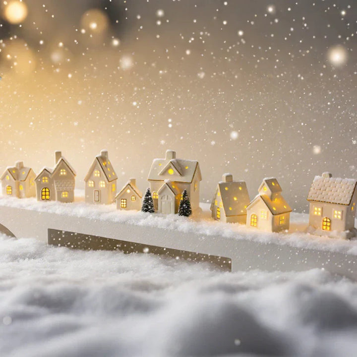 SnowLume – Keramik Weihnachtsdorf LED Dekorationsset