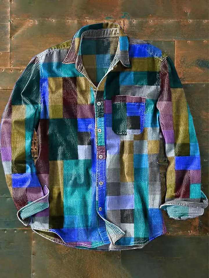 Germaine – Unisex Langarm Hemd in Schlichter Regenbogenfarbe
