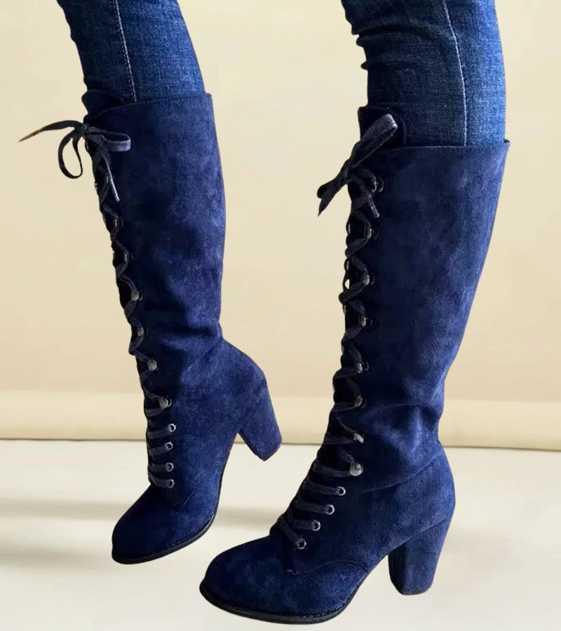 Asmita – Schnürstiefel Aus Wildleder Mit Hohem Absatz