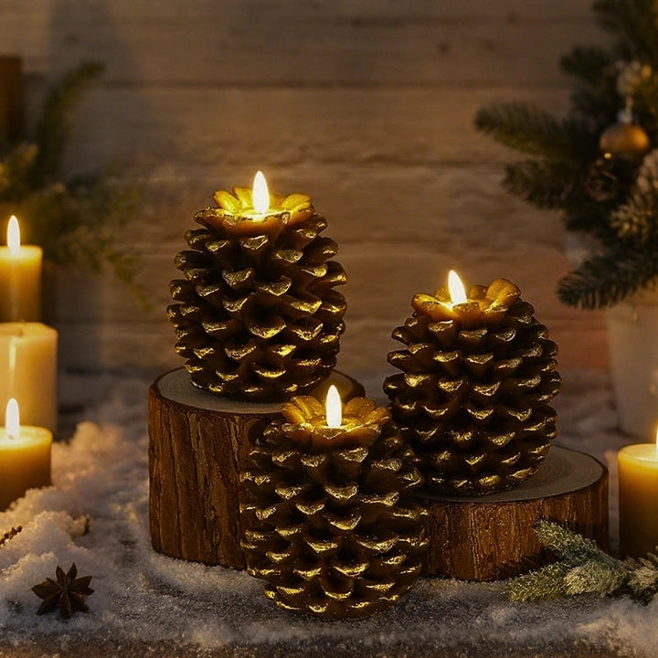 ForestFlame – Stimmungsvolle, Flammenlose Kerze in Tannenzapfenform