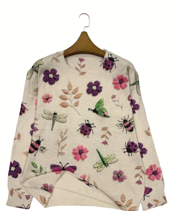 Lesa – Pullover Mit Blumen- Und Insektenmuster