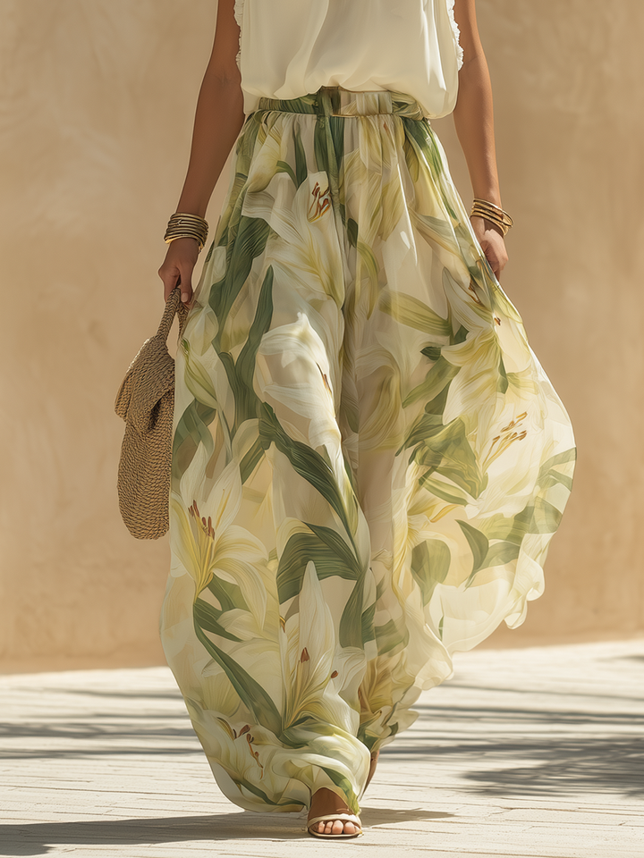 Mireella – Zweiteiliges Set Mit Lilien Muster