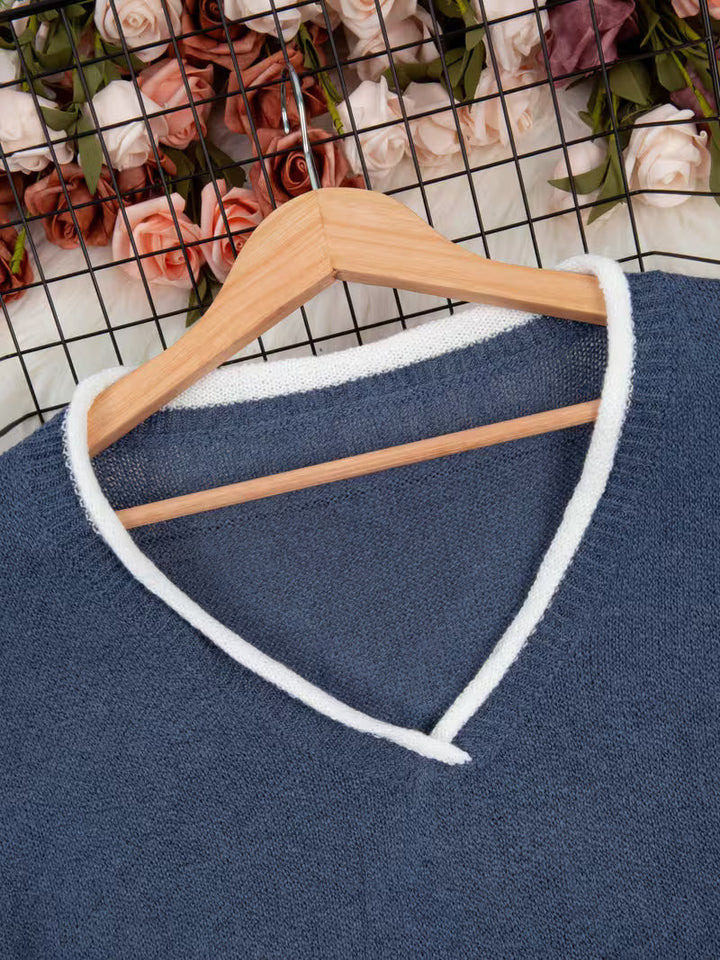 Ginny – Lässiger Pullover Mit Langen Ärmeln Und V-Ausschnitt