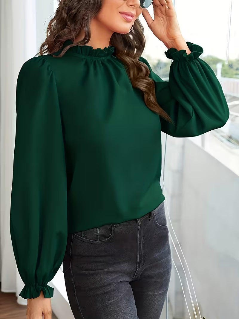 Aurelija – Bluse Mit Rüschen Kragen Und Puffärmeln