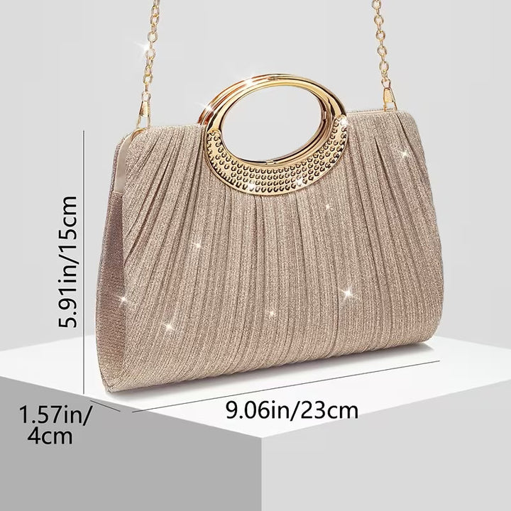 Lizzana – Glänzende, Runde, Plissierte Handtasche Mit Ringverschluss