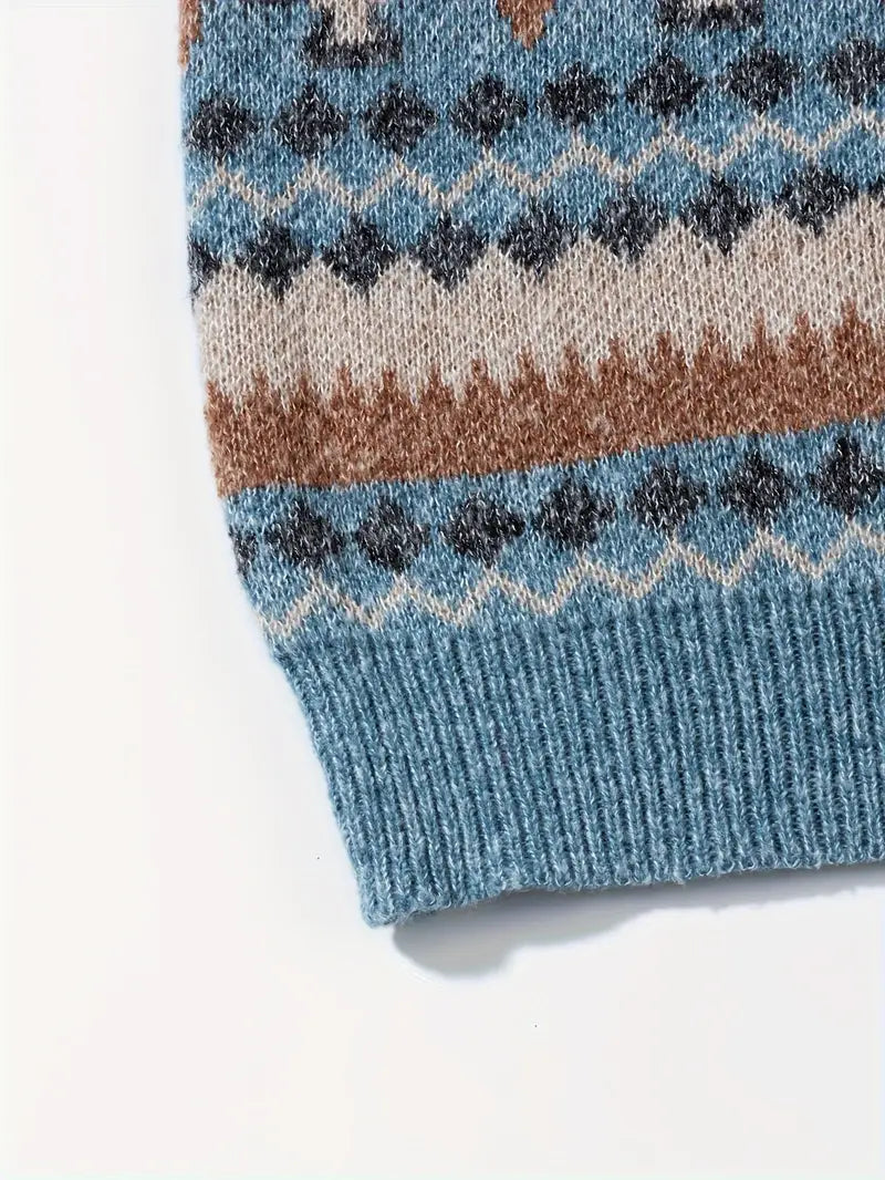 Hartman – Lässiger Geometrischer Strick Pullover