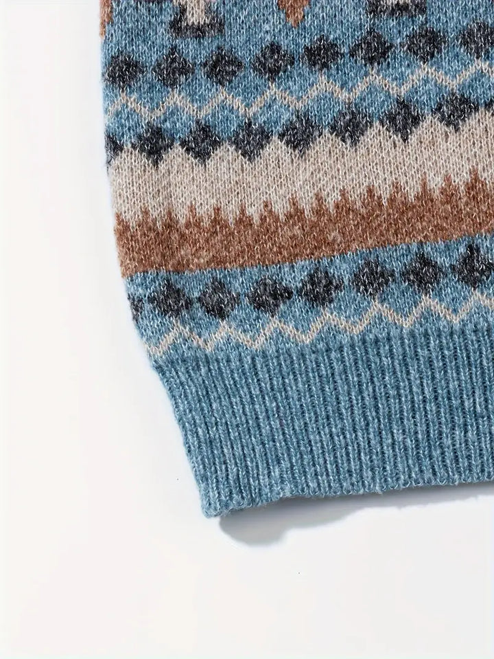 Hartman – Lässiger Geometrischer Strick Pullover