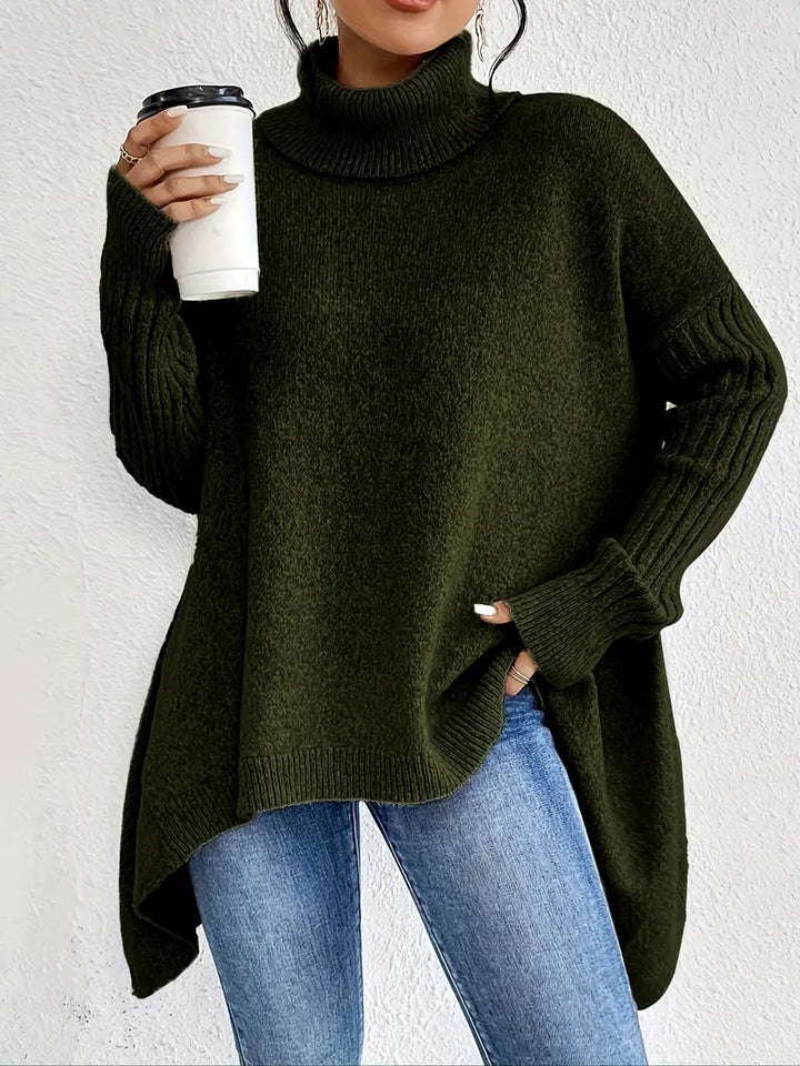 Laora – Lässiger Pullover Mit Langen Ärmeln Und Hohem Kragen