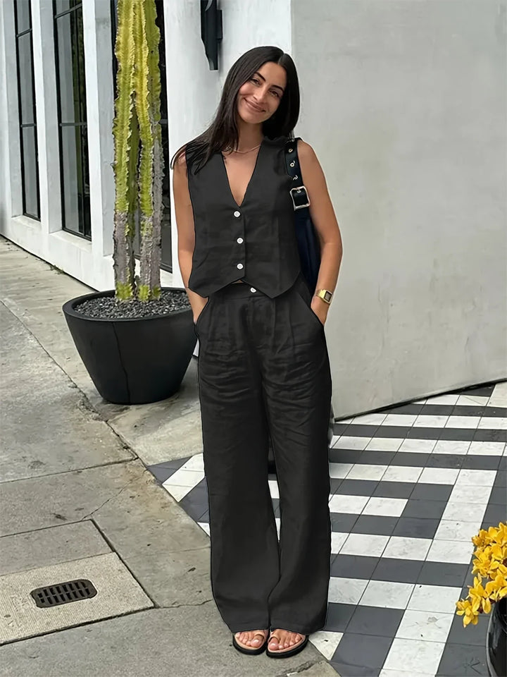 Jorja – Elegantes ärmelloses Zweiteiler Outfit-Set