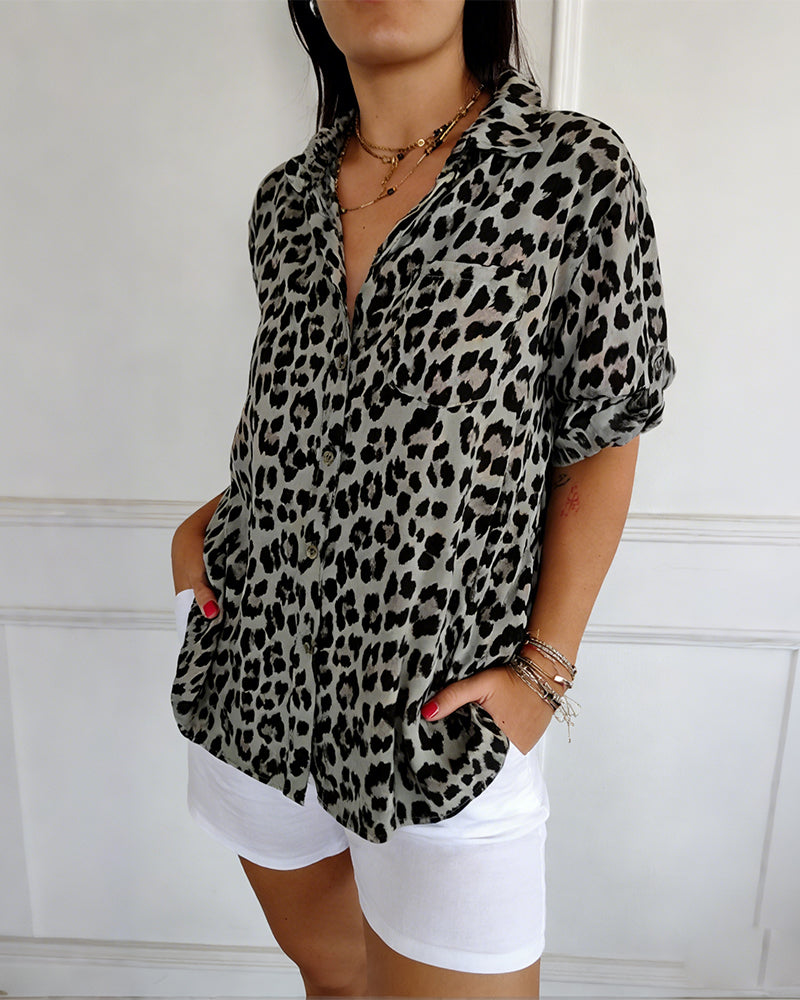 Shifra - Modische Bluse Mit Leopardenmuster