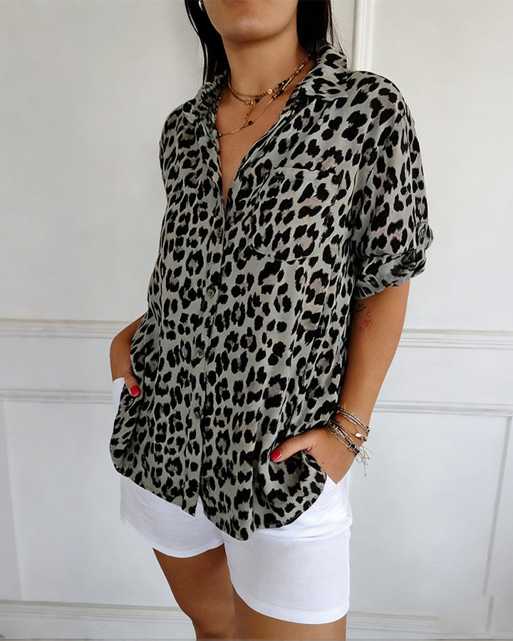 Shifra - Modische Bluse Mit Leopardenmuster